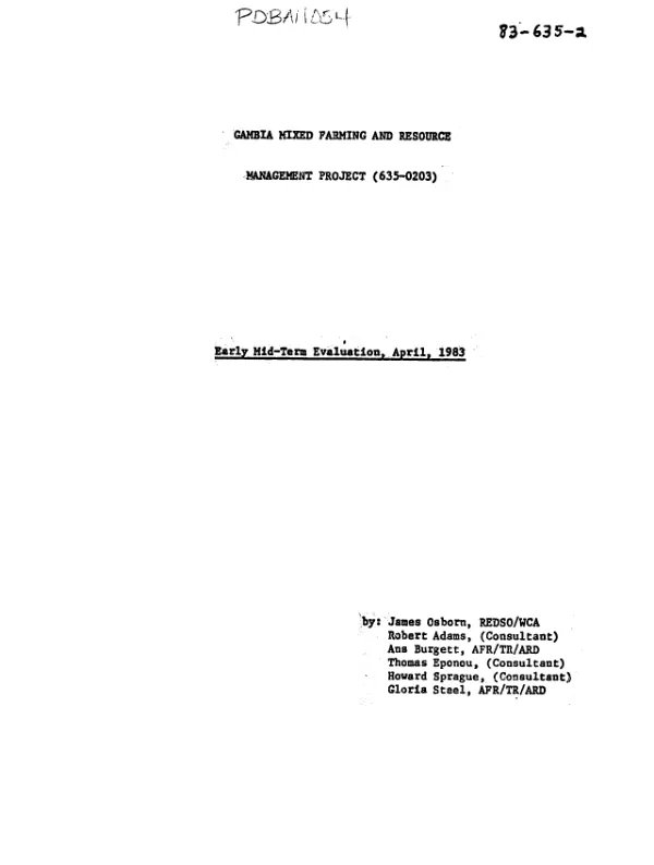 Gambia mixed farming and resource management project (635-0203) : early mid-term evaluation, April, 1983
