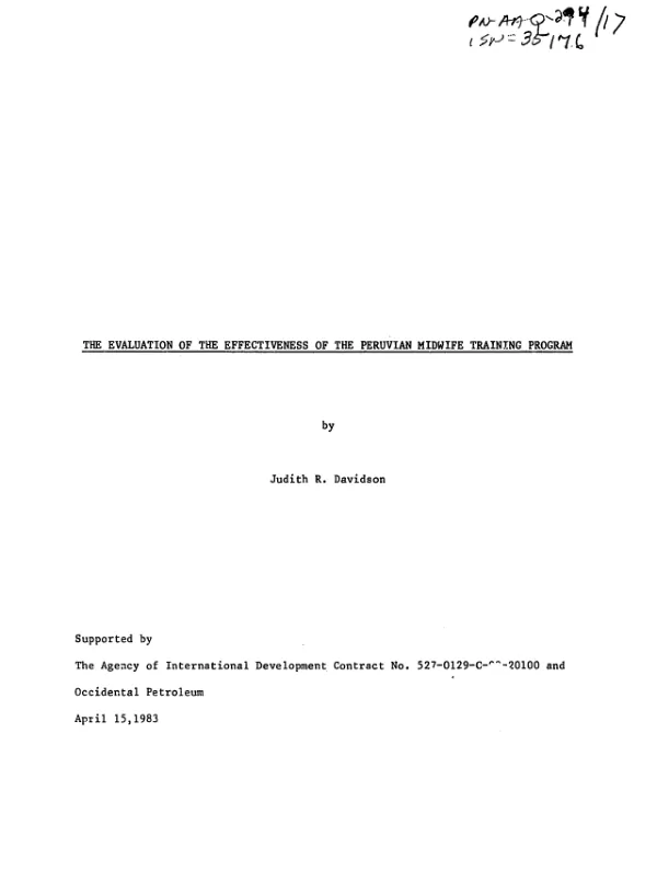 Evaluation of the effectiveness of the Peruvian midwife training program