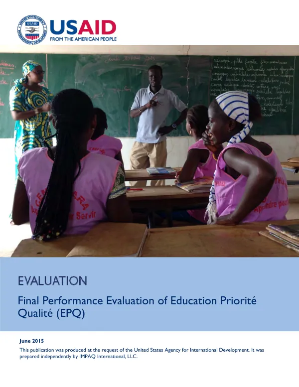 Final performance evaluation of education priorite qualite (EPQ)