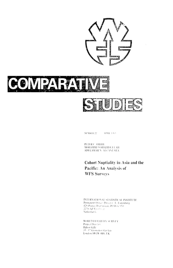 Cohort nuptiality in Asia and the Pacific : an analysis of WFS surveys