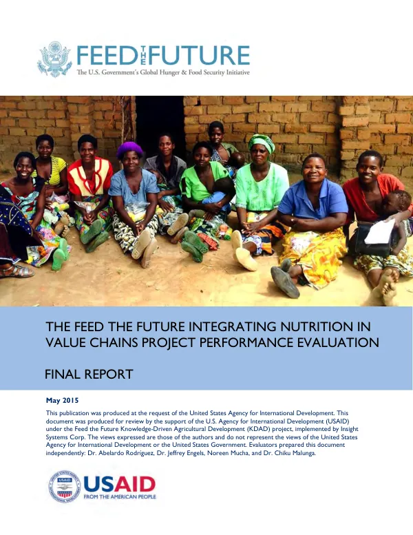 The Feed the Future integrating nutrition in value chains project performance evaluation : final report