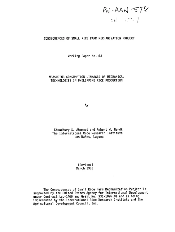 Measuring consumption linkages of mechanical technologies in Philippine rice production