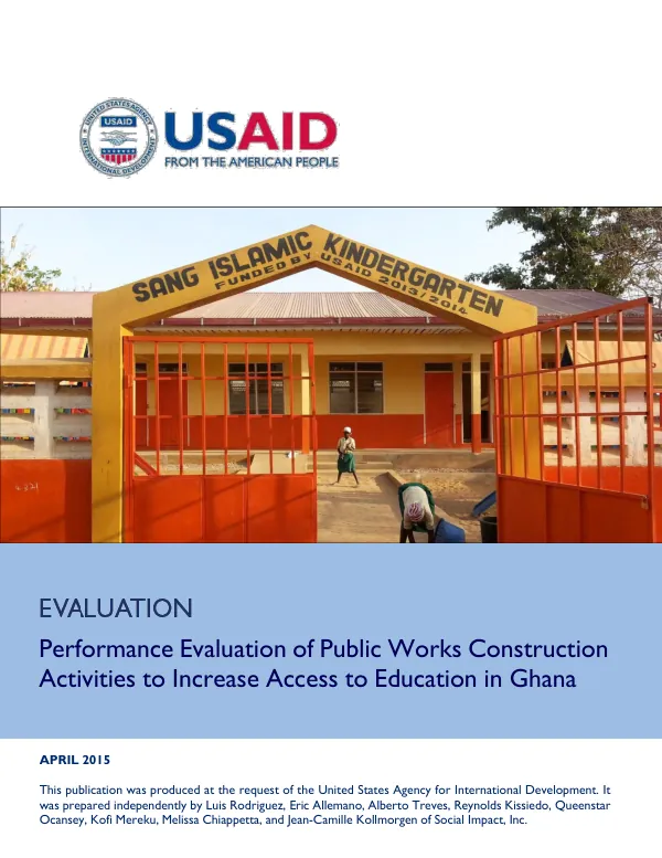 Performance evaluation of public works construction activities to increase access to education in Ghana