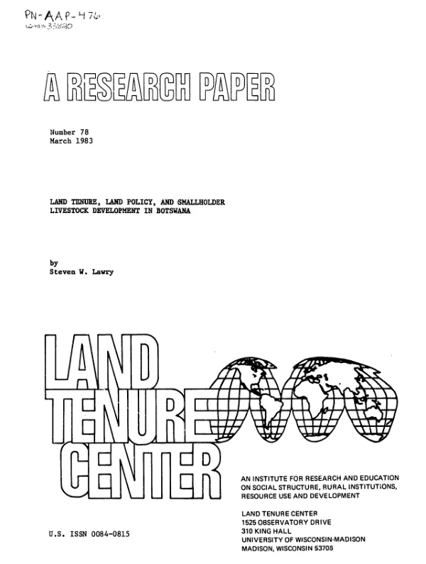 Land tenure, land policy, and smallholder livestock development in Botswana