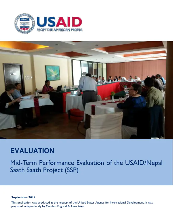 Mid-term performance evaluation of the USAID/Nepal saath saath project (SSP)