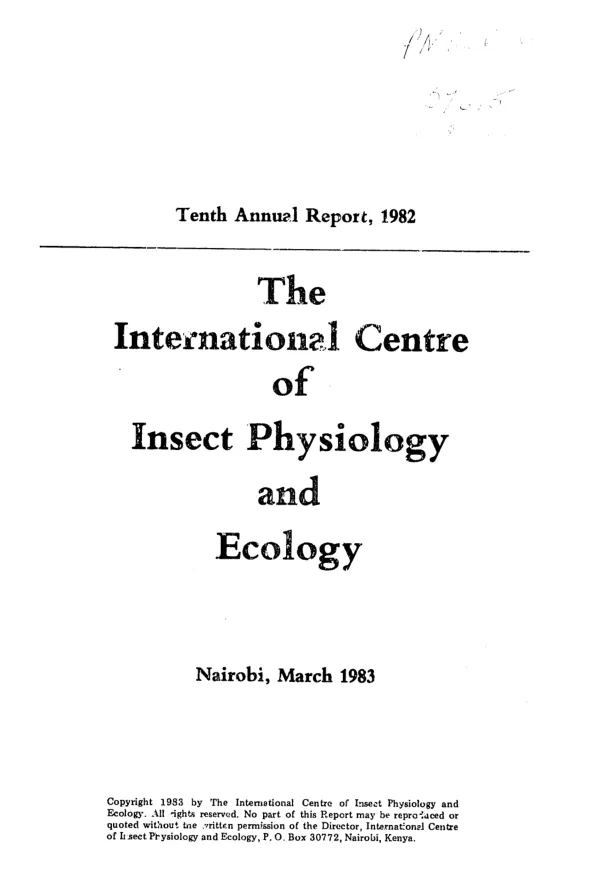 Tenth annual report, 1982 : the International Centre of Insect Physiology and Ecology