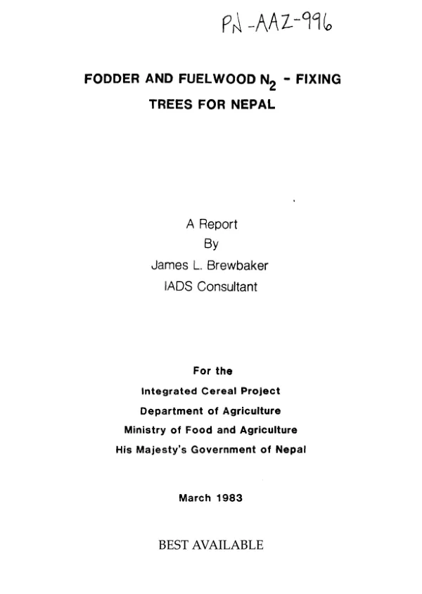 Fodder and fuelwood N2-fixing trees for Nepal