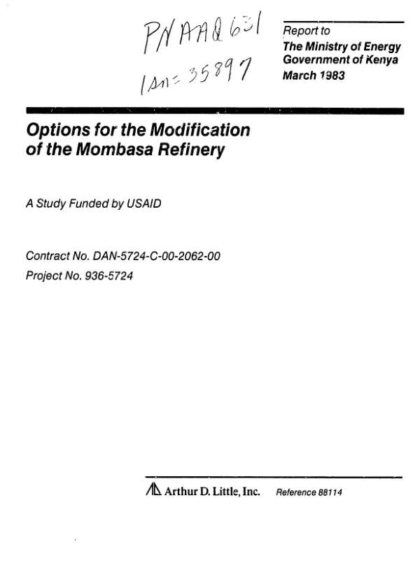 Options for the modification of the Mombasa refinery