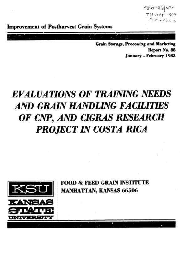 Evaluations of training needs and grain handling facilities of CNP, and cigras research project in Costa Rica