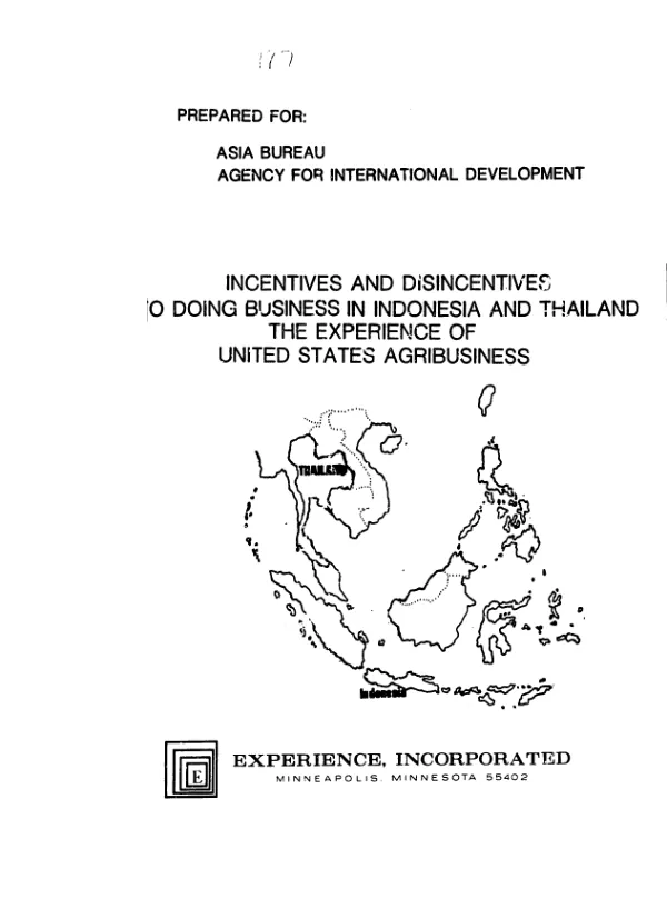 Incentives and disincentives to doing business in Indonesia and Thailand : the experience of United States agribusiness