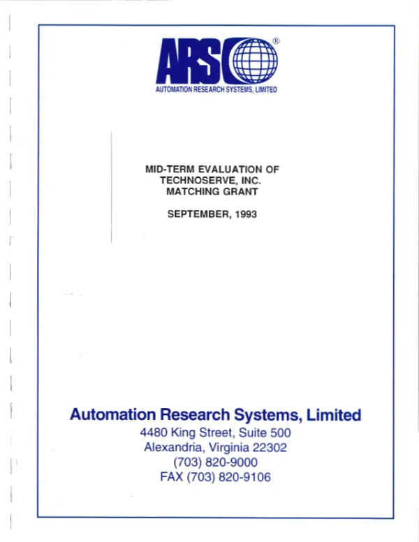 Mid-term evaluation of Technoserve, Inc. matching grant