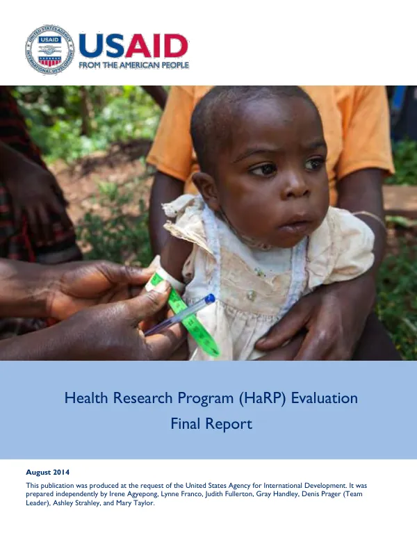 Health research program (HaRP) evaluation : final report
