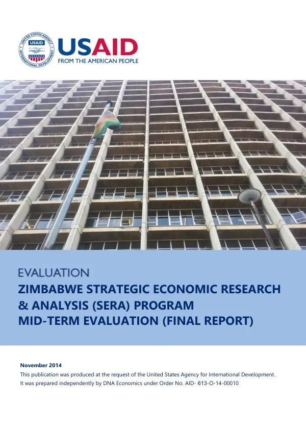 Zimbabwe strategic economic research & analysis (SERA) program mid-term evaluation (final report)