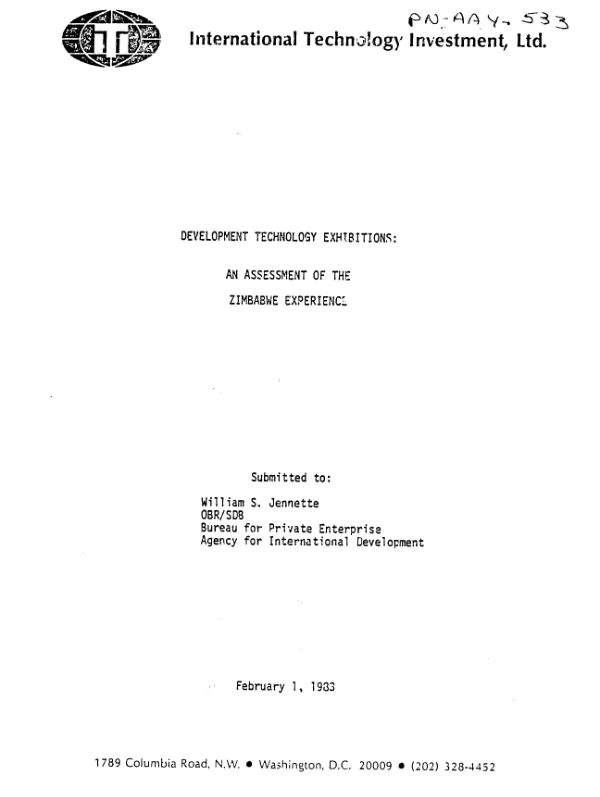 Development technology exhibitions : an assessment of the Zimbabwe experience