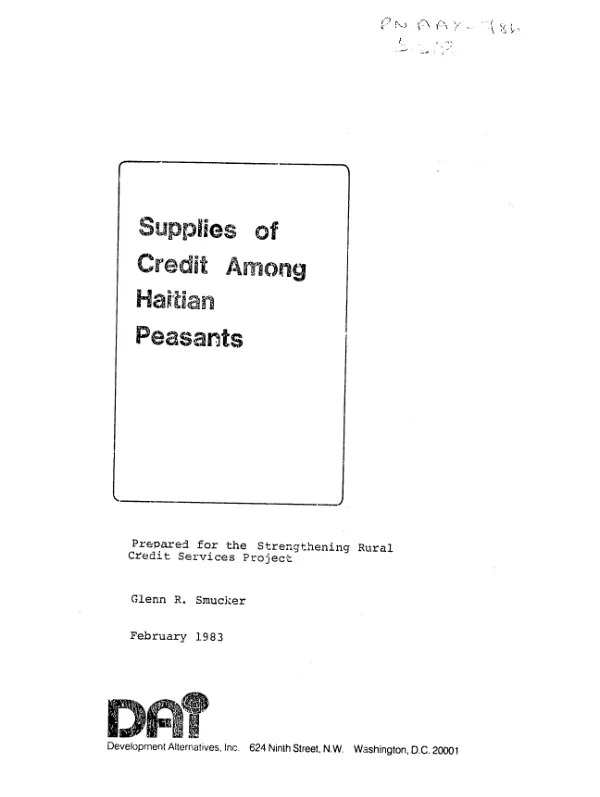 Supplies of credit among Haitian peasants