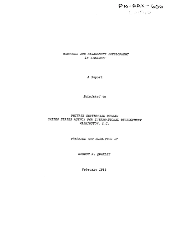 Manpower and management development in Zimbabwe : a report