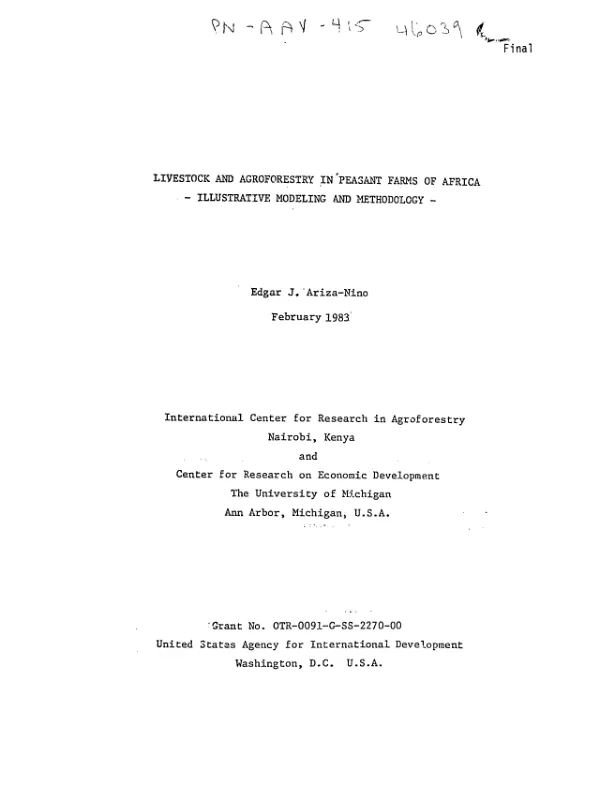 Livestock and agroforestry in peasant farms in Africa : illustrative modeling and methodology