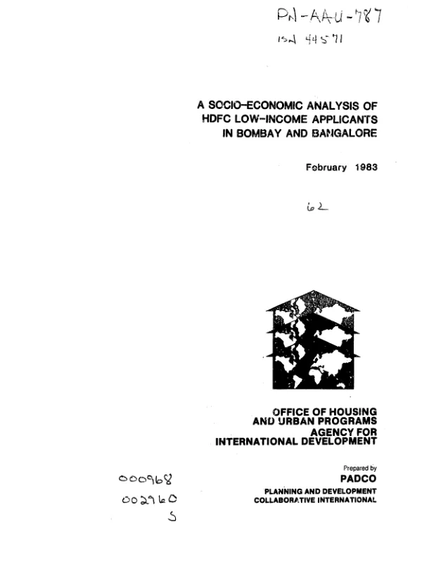 Socio-economic analysis of HDFC low-income applicants in Bombay and Bangalore