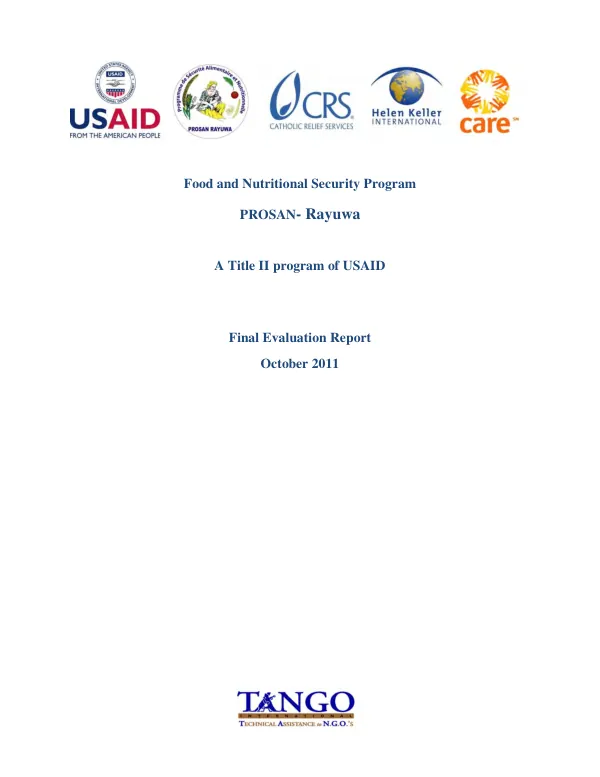 Food and nutritional security program, PROSAN-rayuwa, a Title II program of USAID : final evaluation report