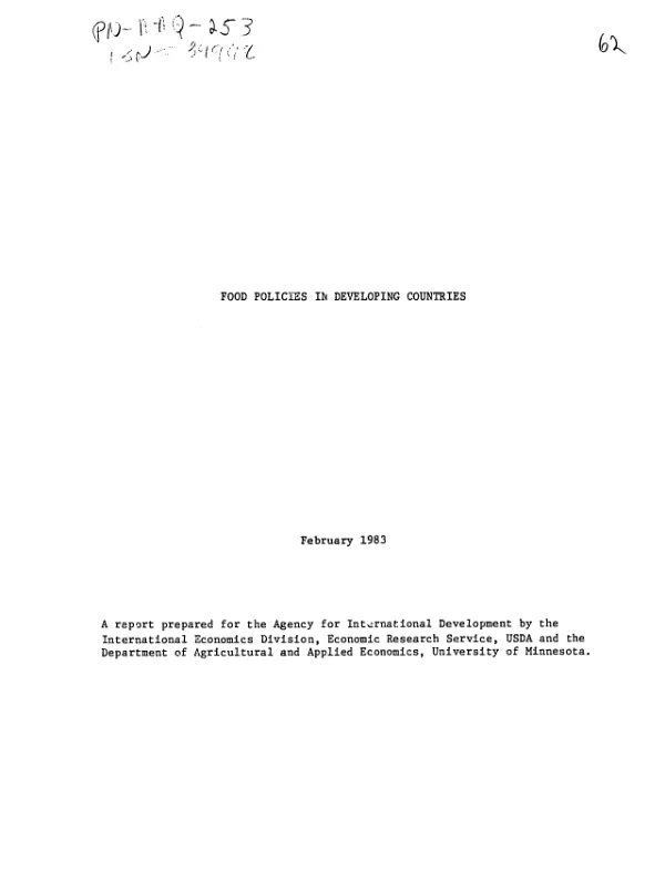 Food policies in developing countries