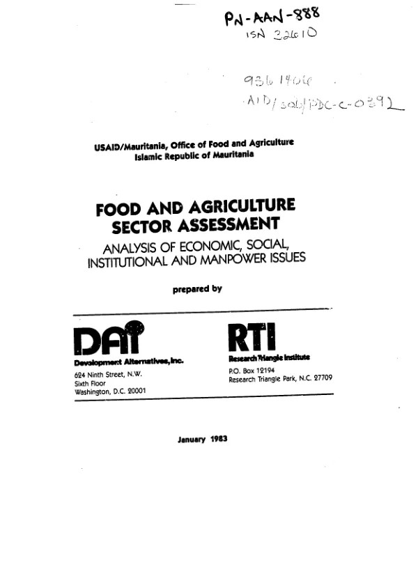 Analysis of economic, social, institutional and manpower issues