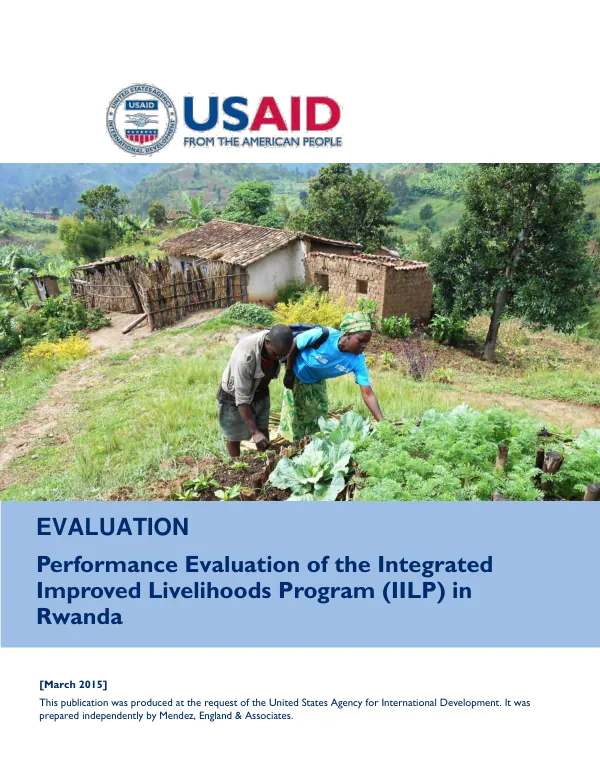 Performance evaluation of the integrated improved livelihoods program (IILP) : final report