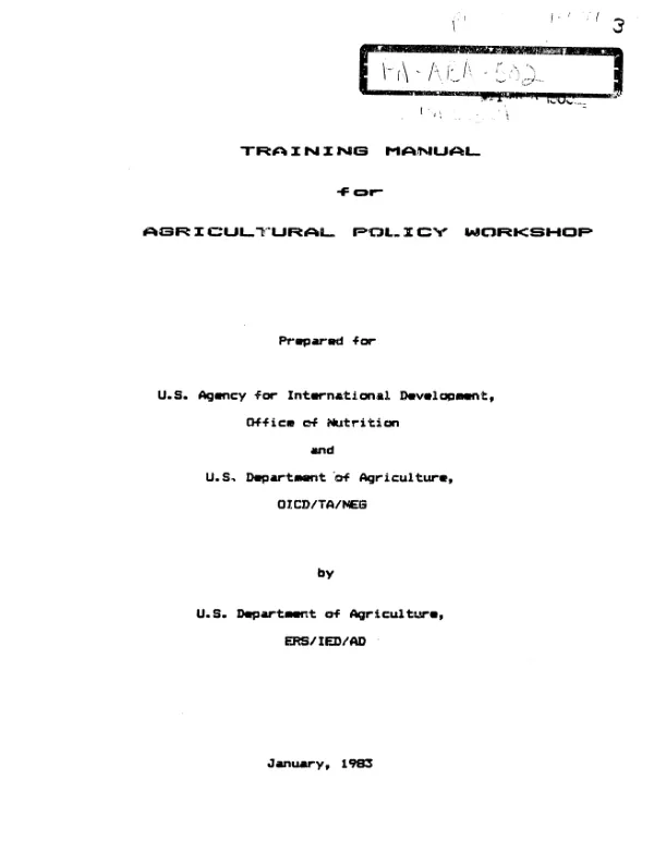 Training manual for agricultural policy workshop