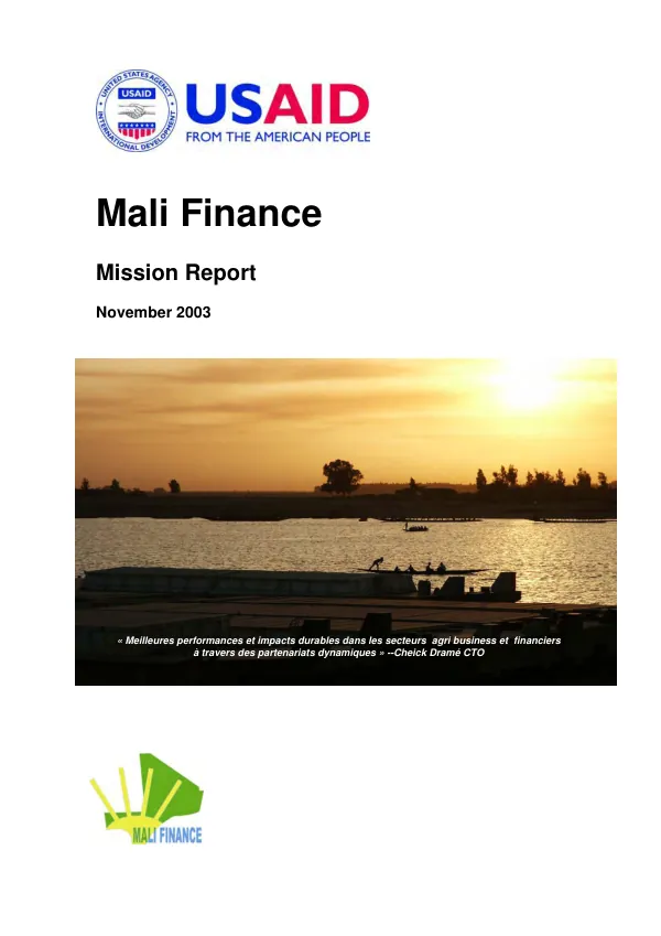 Assessment of microfinance industry in Mali