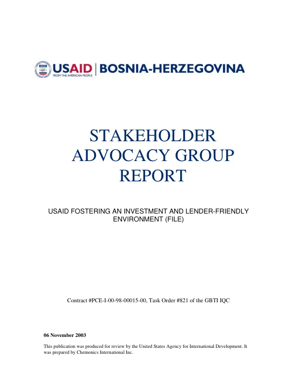 Stakeholder advocacy group report