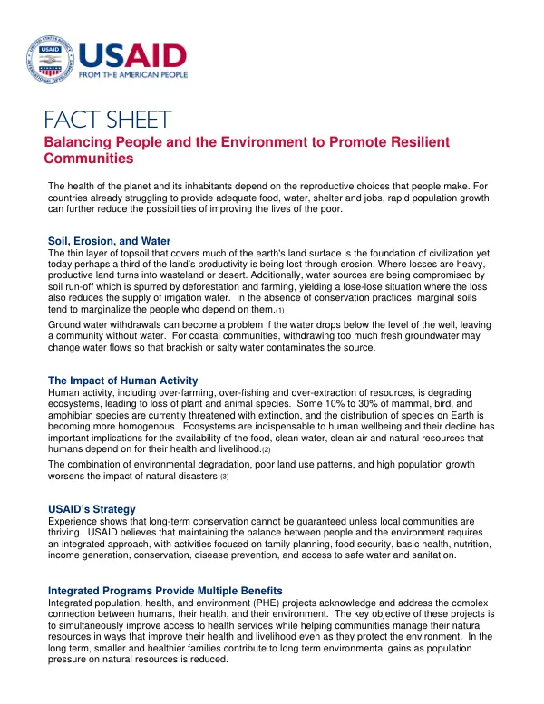 Balancing people and the environment to promote resilient communities