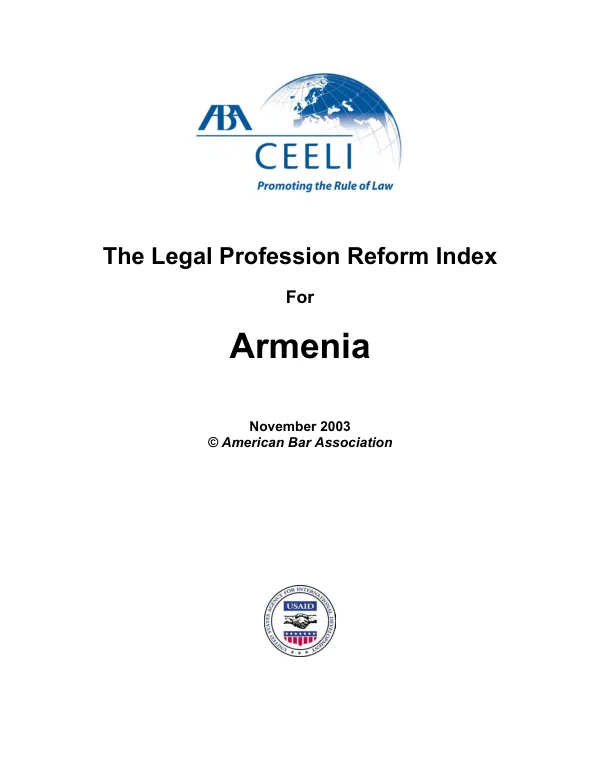 Legal profession reform index for Armenia