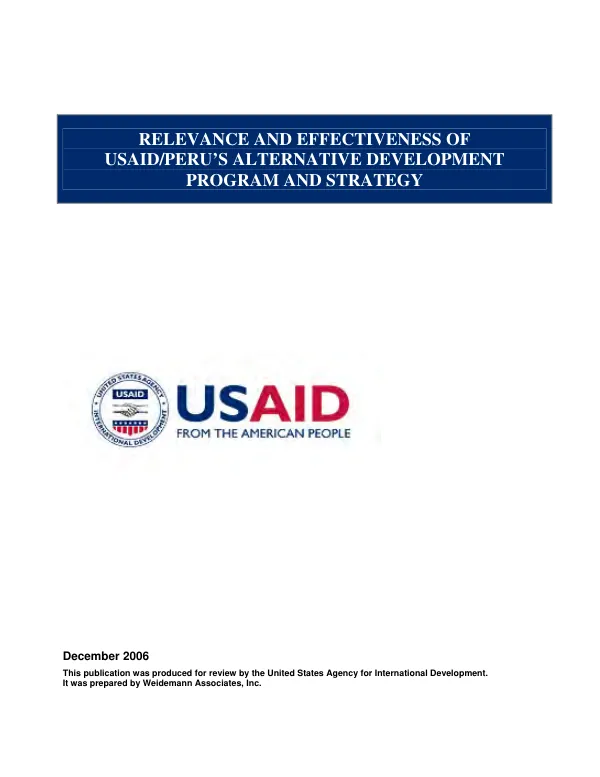 Relevance and effectiveness of USAID/Peru's alternative development program and strategy : final report