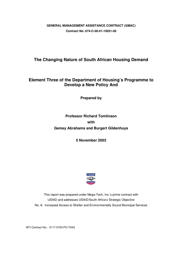 Changing nature of South African housing demand