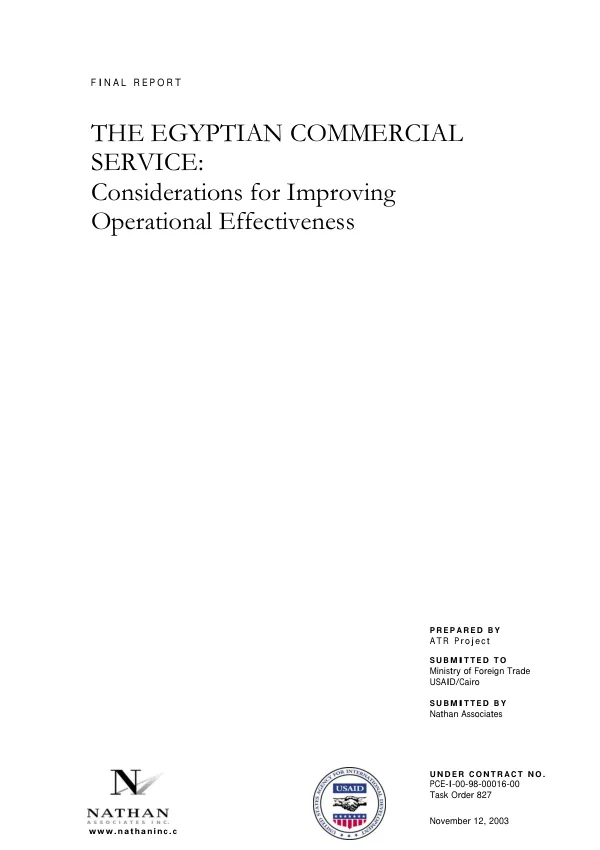 Egyptian Commercial Service : considerations for improving operational effectiveness -- final report
