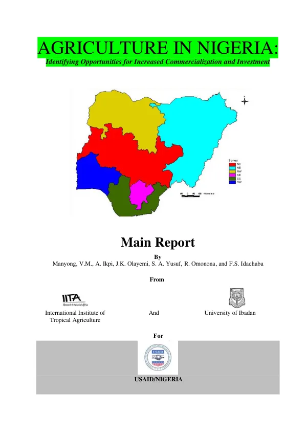Agriculture in Nigeria : identifying opportunities for increased commercialization and investment -- main report