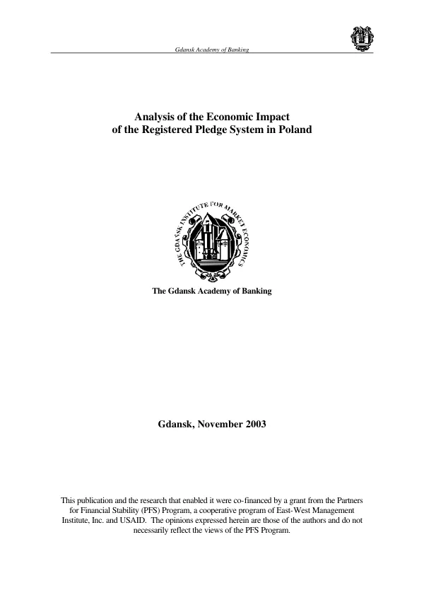 Analysis of the economic impact of the registered pledge system in Poland