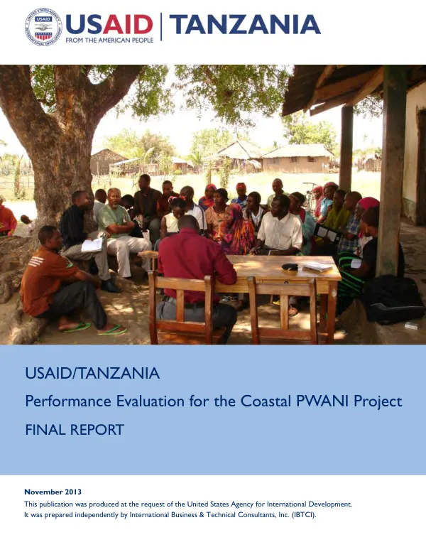Performance evaluation for the coastal PWANI project, Tanzania : final report