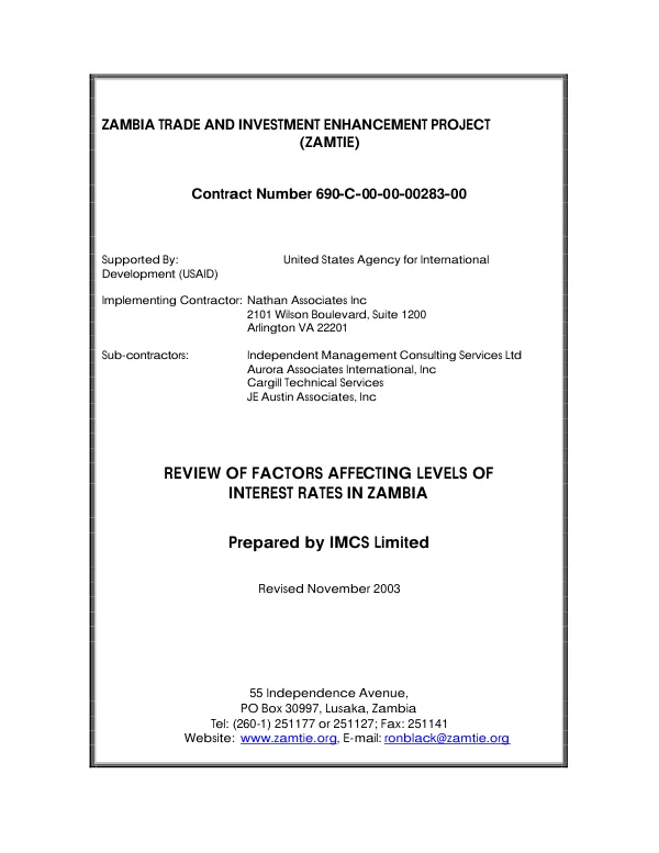 Review of factors affecting levels of interest rates in Zambia