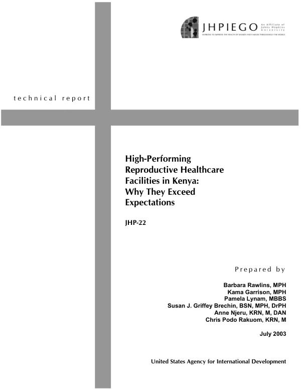 High-performing reproductive healthcare facilities in Kenya : why they exceed expectations