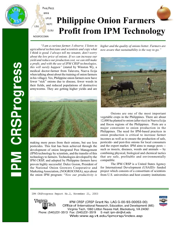 Philippine onion farmers profit from IPM [integrated pest management] technology