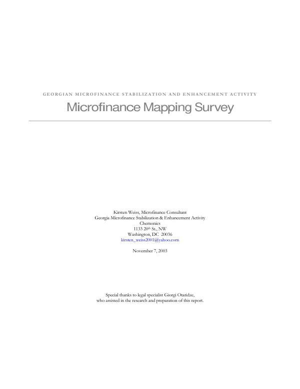 Microfinance mapping survey