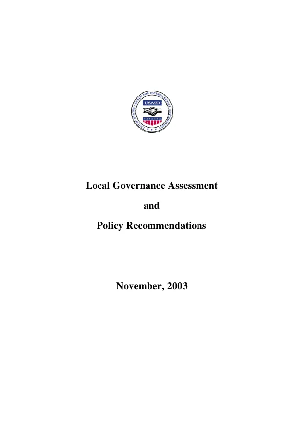 Local governance assessment and policy recommendations