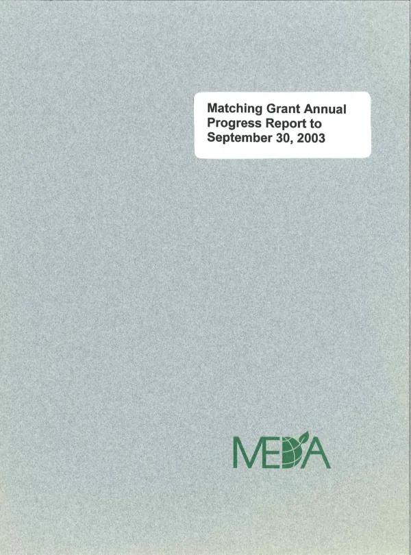 Matching grant annual progress report to September 30, 2003 : award no. HFP-A-O-00020-00 [i.e. HFP-A-00-01-00020-00]