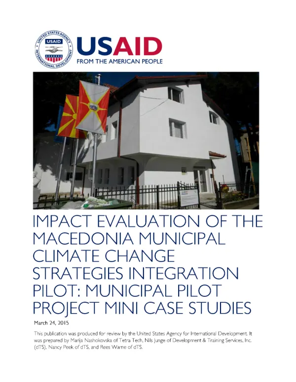 Impact evaluation of the Macedonia municipal climate change strategies integration pilot : municipal pilot project mini case studies
