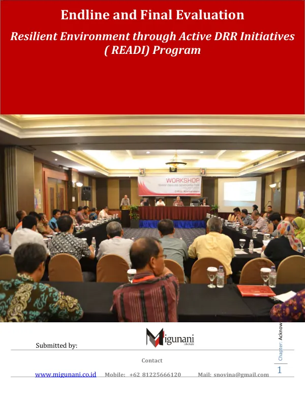 Endline and final evaluation : resilient environment through active DRR initiatives (READI) program
