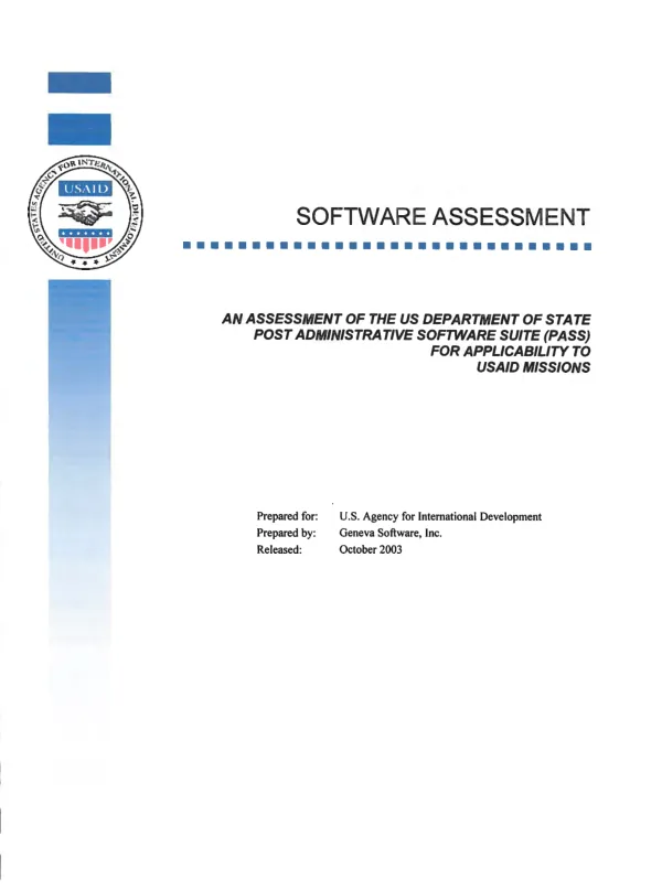 An assessment of the US Department of State Post Administrative Software Suite (PASS) for applicability to USAID missions