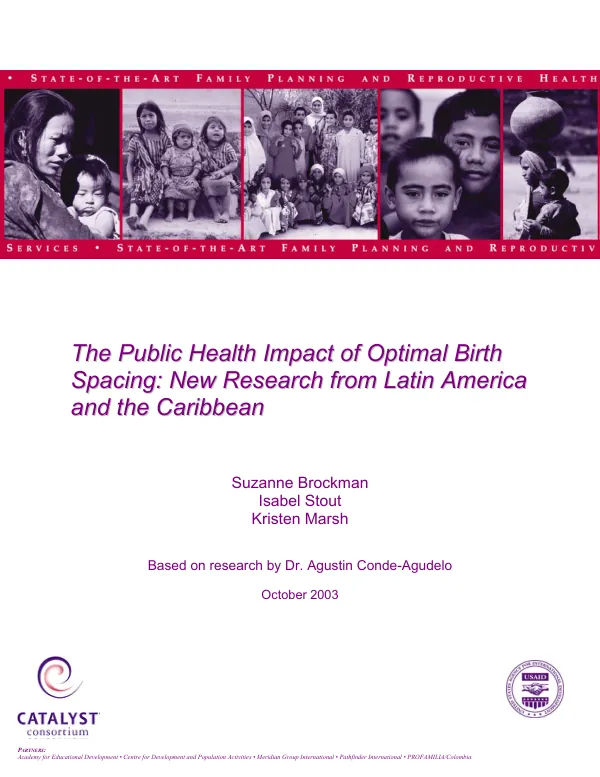 The public health impact of optimal birth spacing : new research from Latin America and the Caribbean