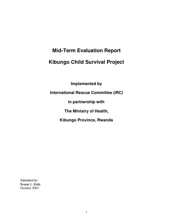 Mid-term evaluation report : Kibungo child survival project