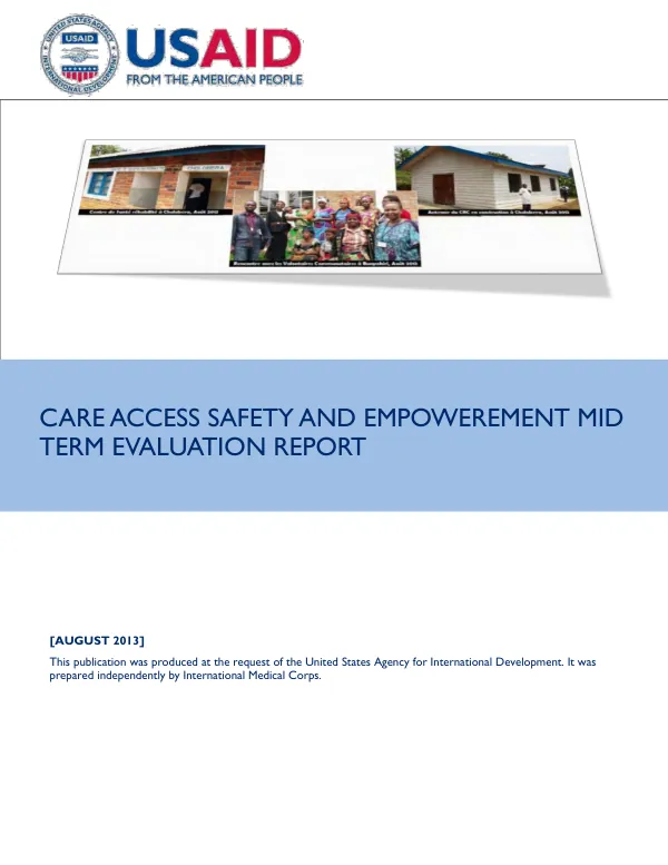Mid term evaluation - CASE project (care, access, safety and empowerment) performance evaluation : final report