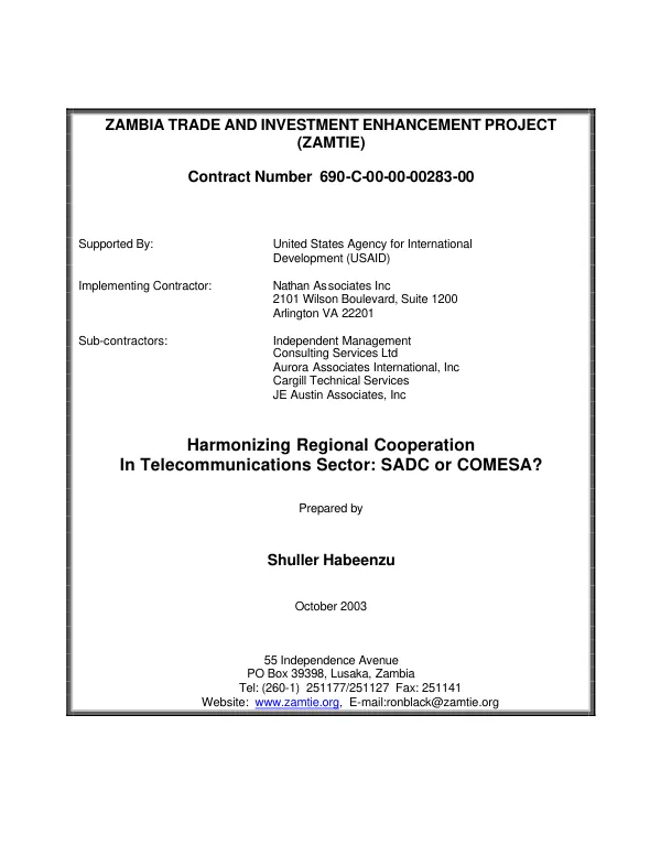 Harmonizing regional cooperation in telecommunications sector : SADC or COMESA?